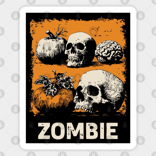 Zombie Horror Still Life Vintage Halloween Art Magnet by TuncGK